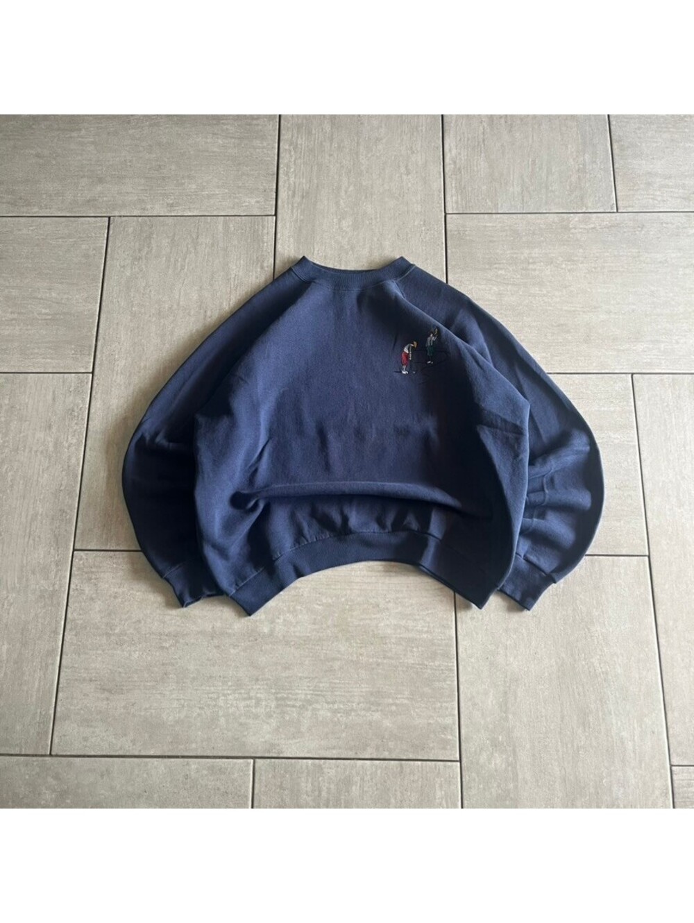 Vintage Hanes Navy Blue Crewneck Sweatshirt with Embroidered Golf Design Large